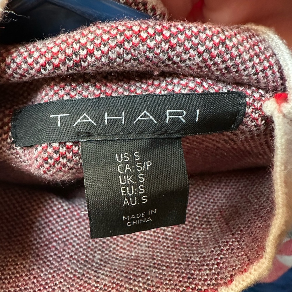 Tahari Plaid Turtleneck Sweater - Red, Black, Gray, White - Picture 3 of 3